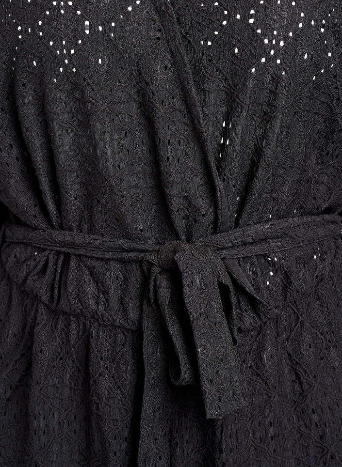 Playsuit met korte mouwen en strik, Black, Packshot