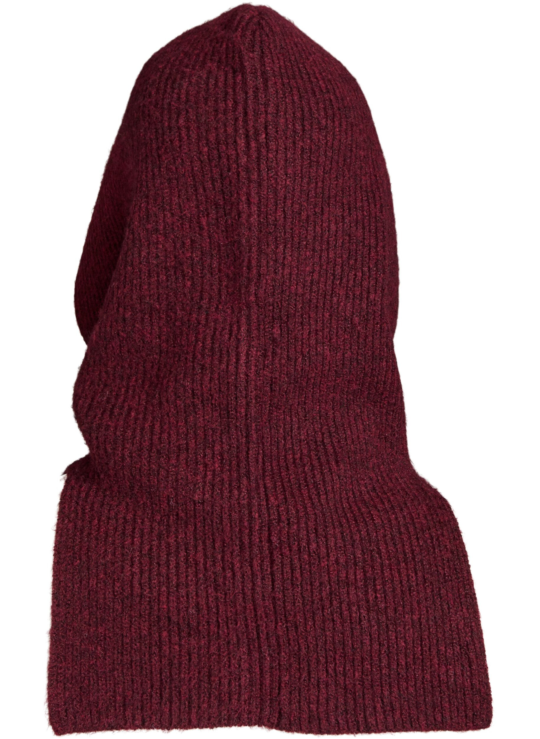 ZizziGebreide balaclava met trekkoordjes, Donker Bordeaux, Packshot image number 1