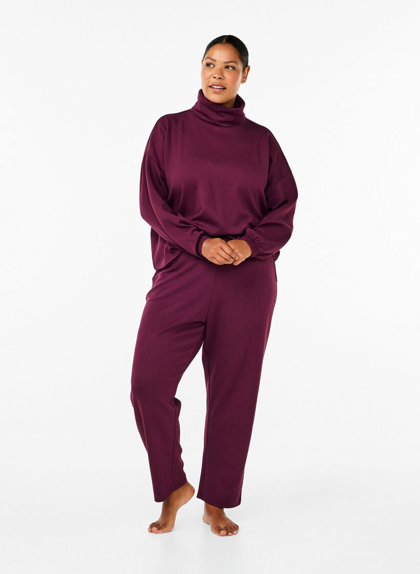 Blouse met turtleneck in modalmix, Donker Bordeaux, Model image number 1