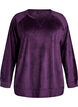 Velour blouse met raglanmouwen, Paars, Packshot image number 0