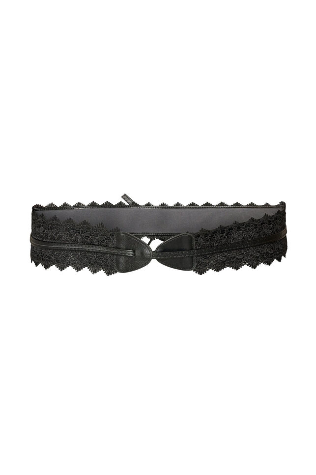 Ceinture avec dentelle et liens &agrave; nouer, Noir, Packshot image number 1