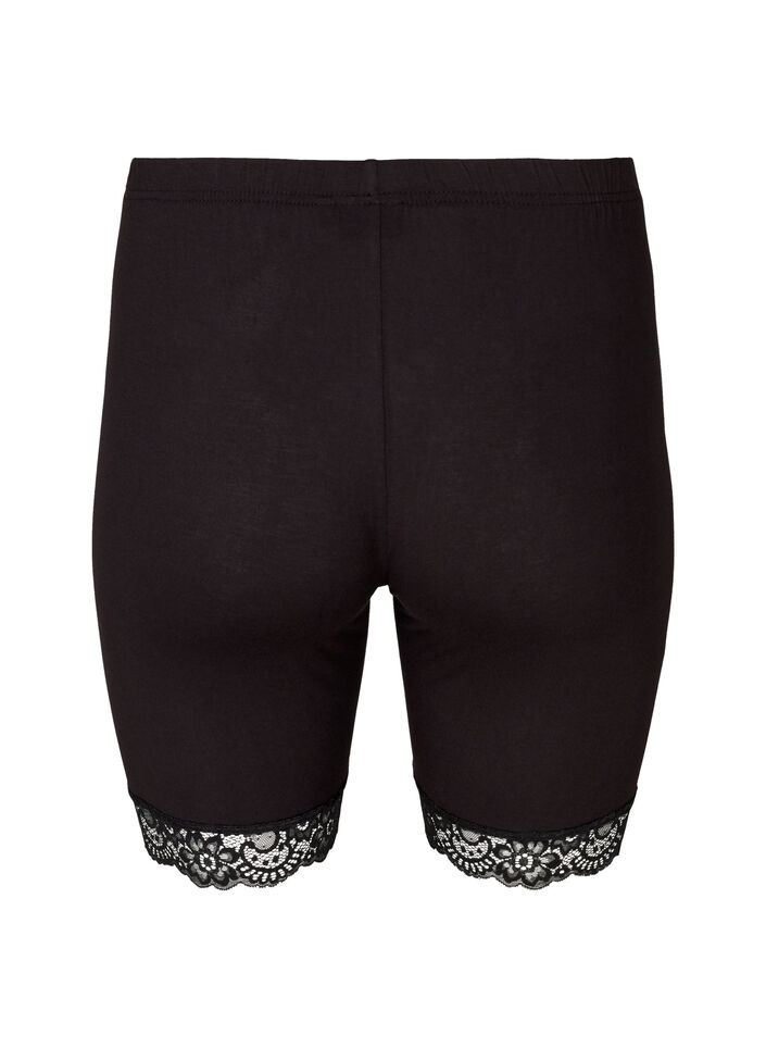 Fietsbroekje met kanten rand, Zwart, Packshot image number 1