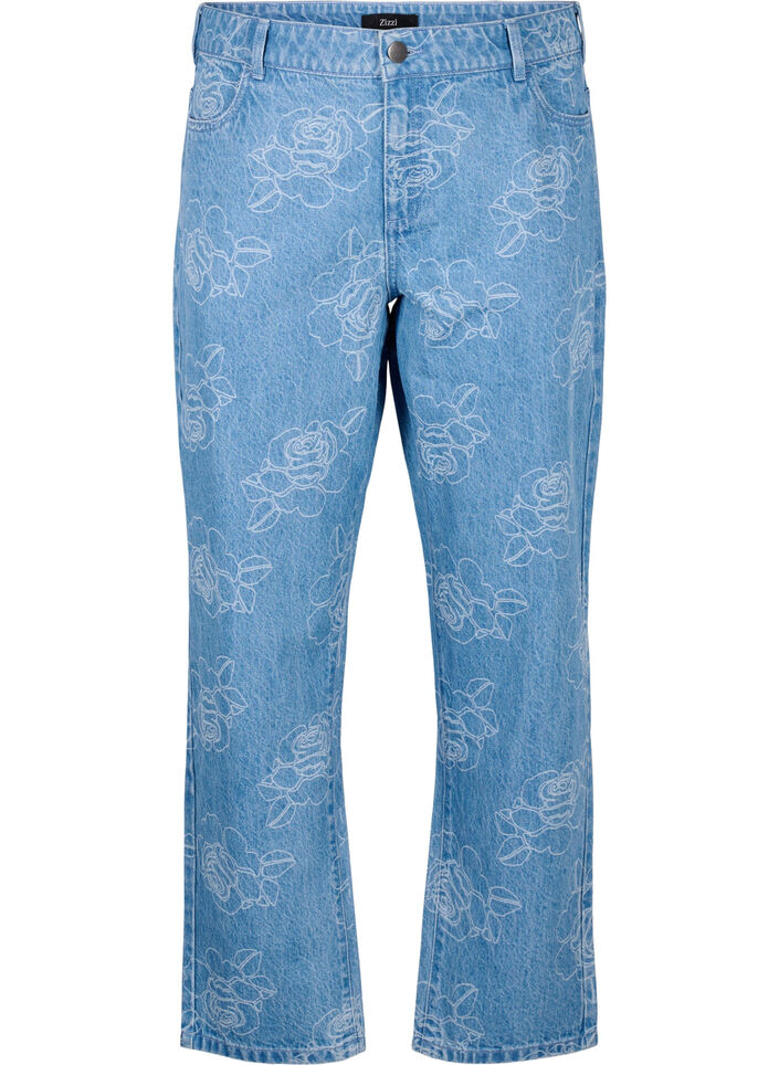 Vera bloemenprint jeans, Light Blue Denim, Packshot