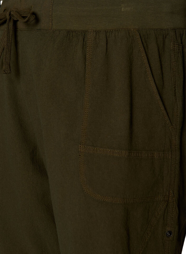 Losse katoenen short met zakken, Groen, Packshot image number 2