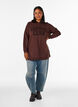 Hoodie met een terry tekstmotief, Bruin, Model image number 1