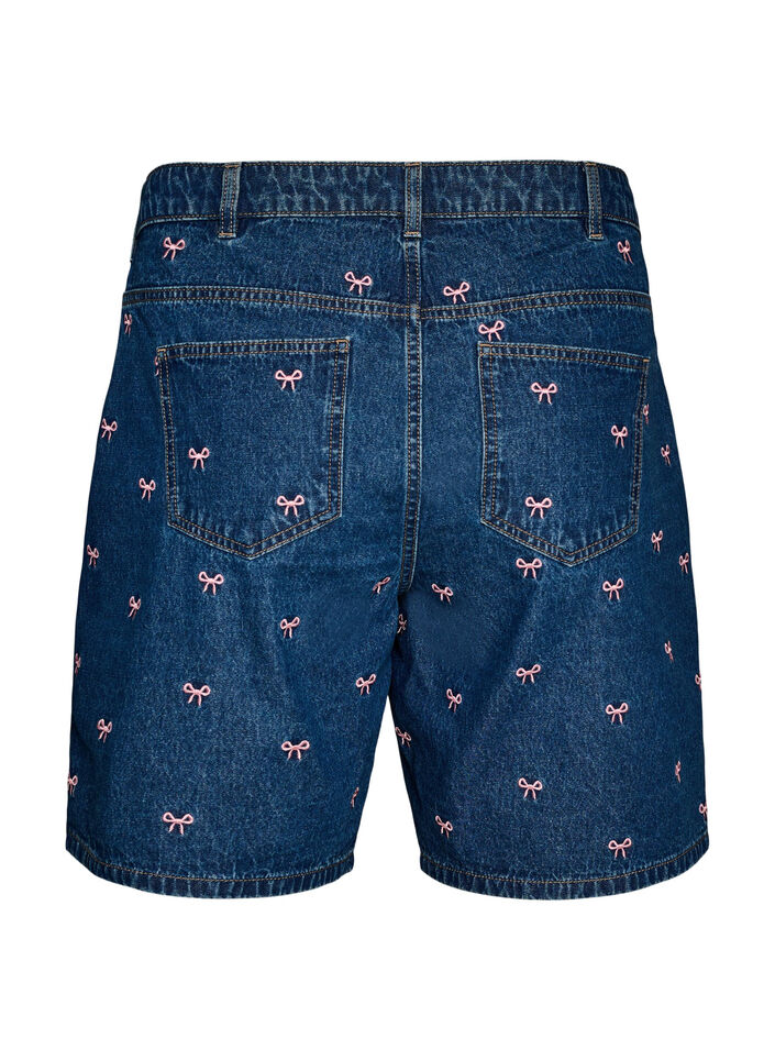 Geborduurde denim shorts, Blauw, Packshot image number 1