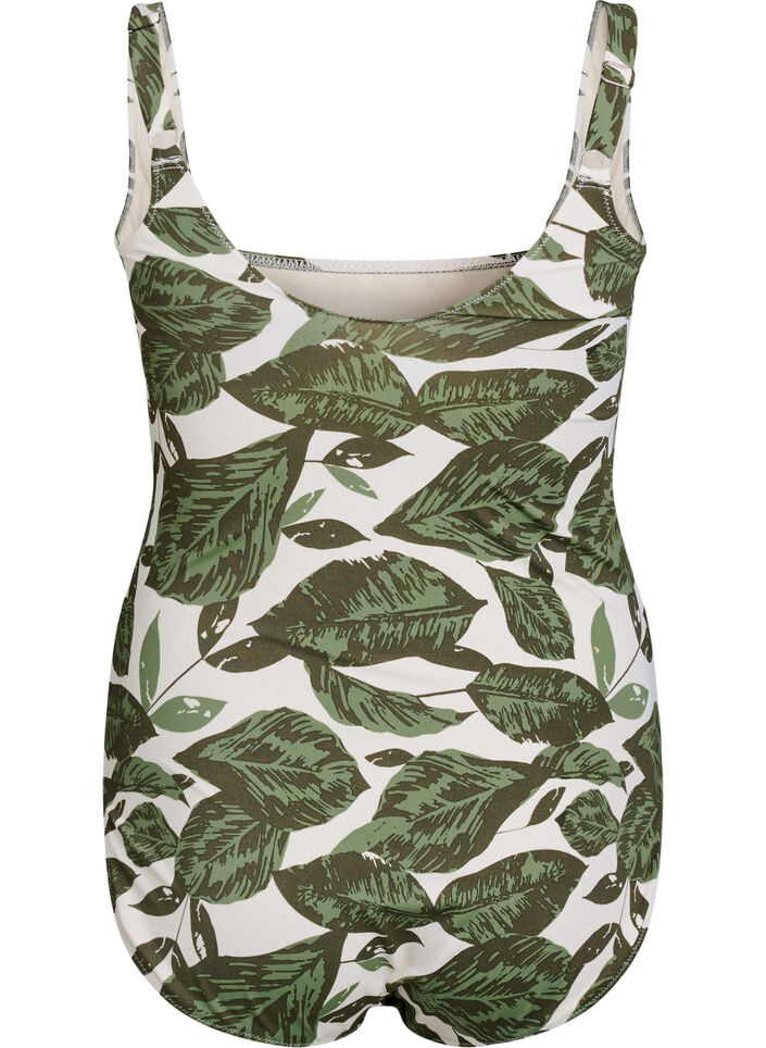 Badpak met palmbomenprint en geplooide details, Green Leaf AOP, Packshot