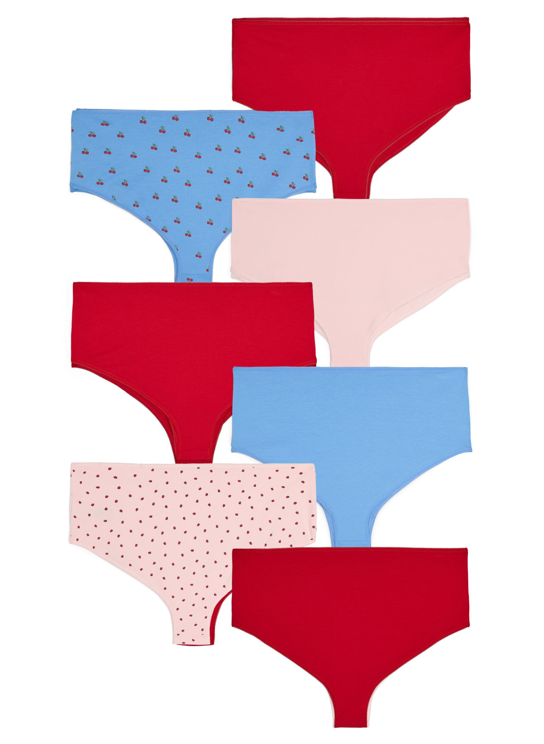 Zizzi7-pack hipsterslip met normale taille, Rood, Packshot image number 1