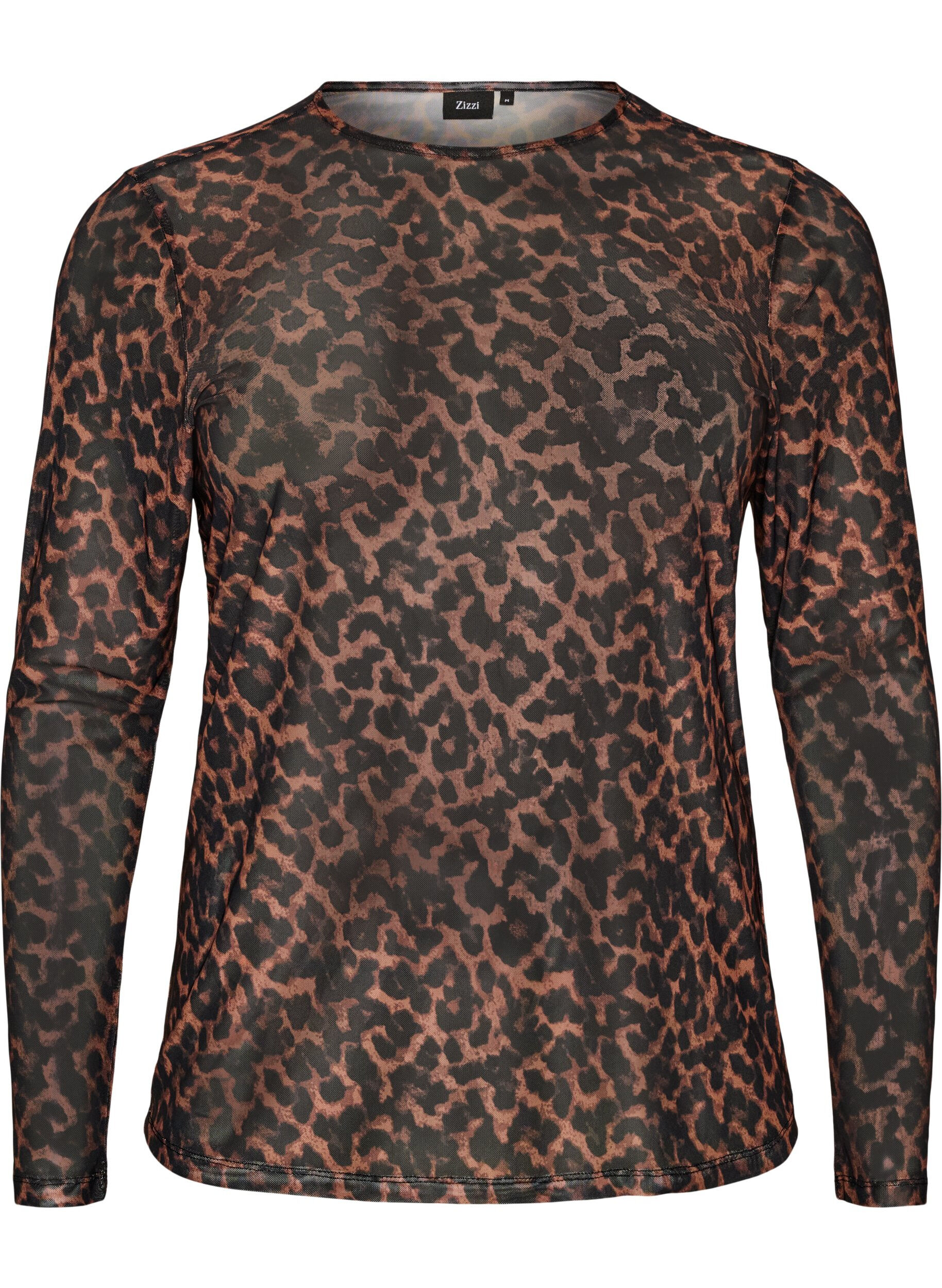 ZizziMesh blouse met print, Bruin, Packshot image number 0