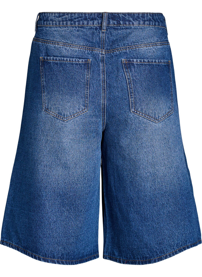 High-waisted denim shorts, Blauw, Packshot image number 1