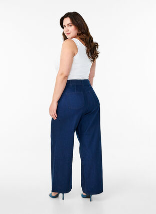 ZizziHigh-waisted jeans met wide fit, Unwashed, Model image number 1
