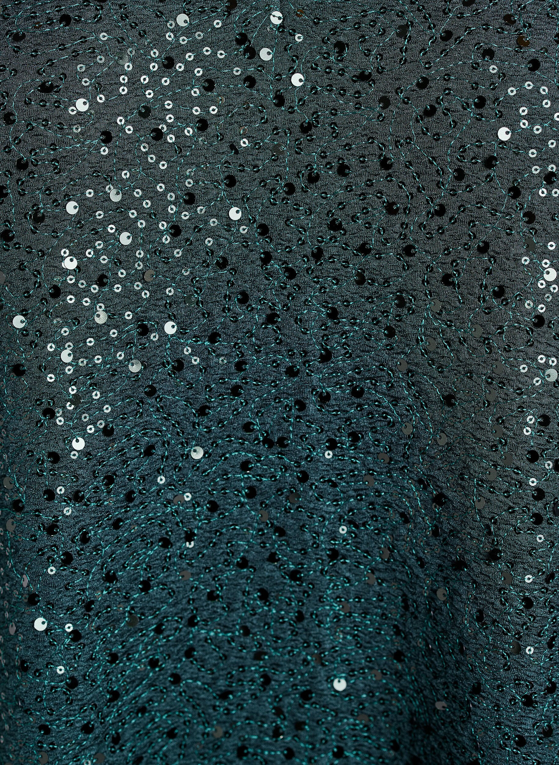 ZizziKorte jurk met pailletten en pofmouwen, Groen, Packshot image number 2