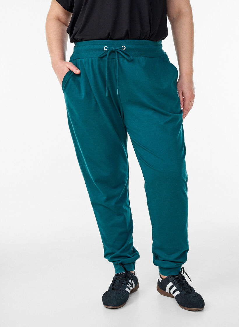 Losse trainingsbroek met zakken, Groen, Model image number 0