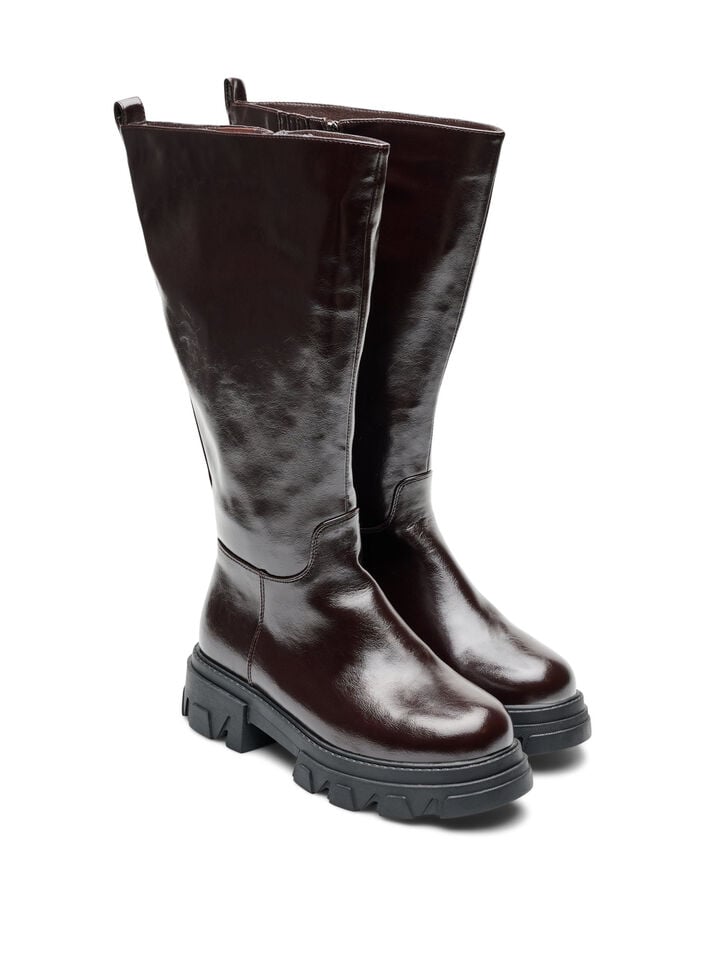 Lange laars met een licht gebarsten look, Bruin, Packshot image number 1