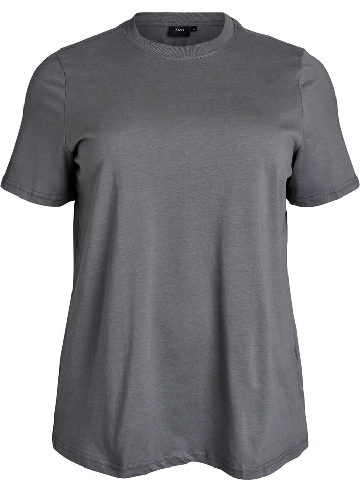 Basic katoenen T-shirt met ronde hals, Grijs, Packshot image number 0