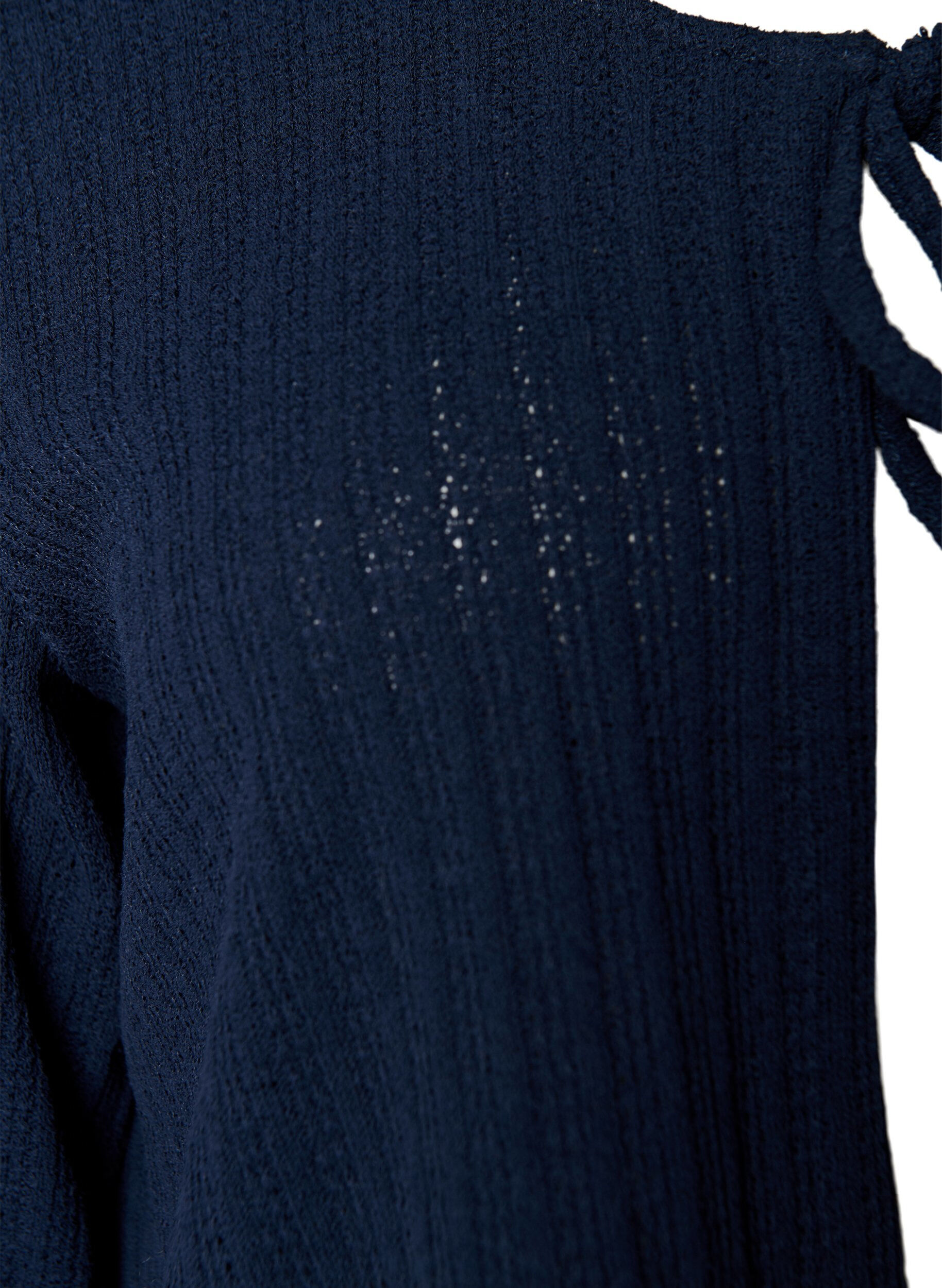 Zizzi Cardigan en jersey textur&eacute; &agrave; nouer sur le devant, Bleu, Packshot image number 2