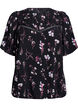 Blouse met bloemmotief en korte mouwen, Zwart, Packshot image number 0