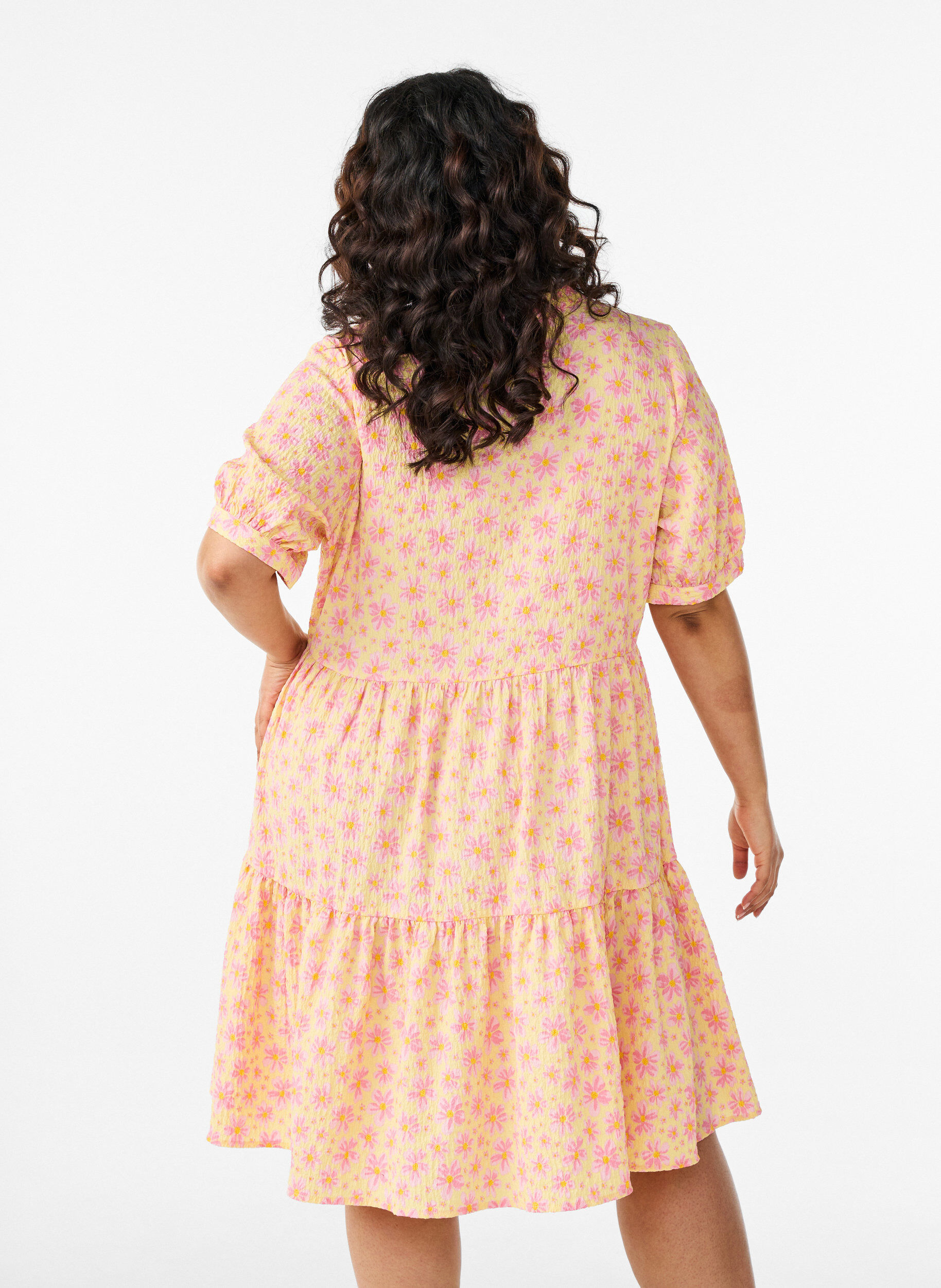 ZizziKorte A-lijn jurk, Geel, Model image number 2