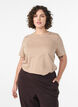 Basic katoenen T-shirt met ronde hals, Beige, Model image number 0