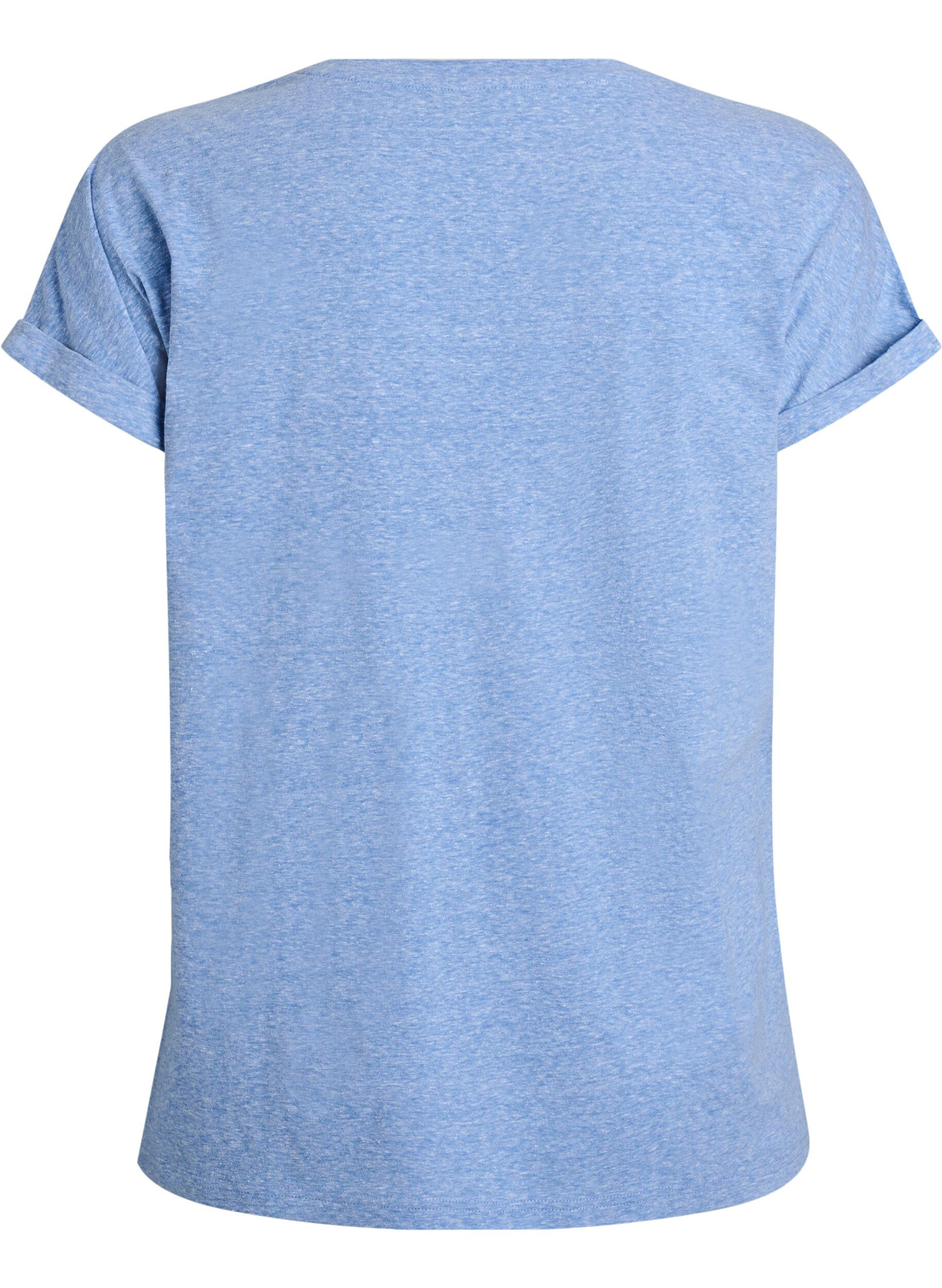 ZizziGem&ecirc;leerd T-shirt met korte mouwen, Blauw, Packshot image number 1