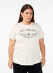 Organisch katoenen T-shirt met print op de voorkant, Vanille, Model image number 0