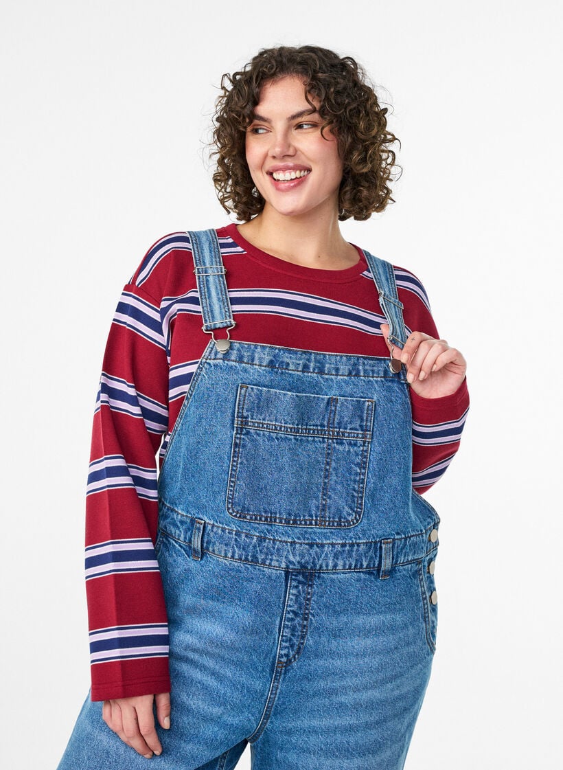 Denim overall met wijde pijpen, Blauw, Model image number 2