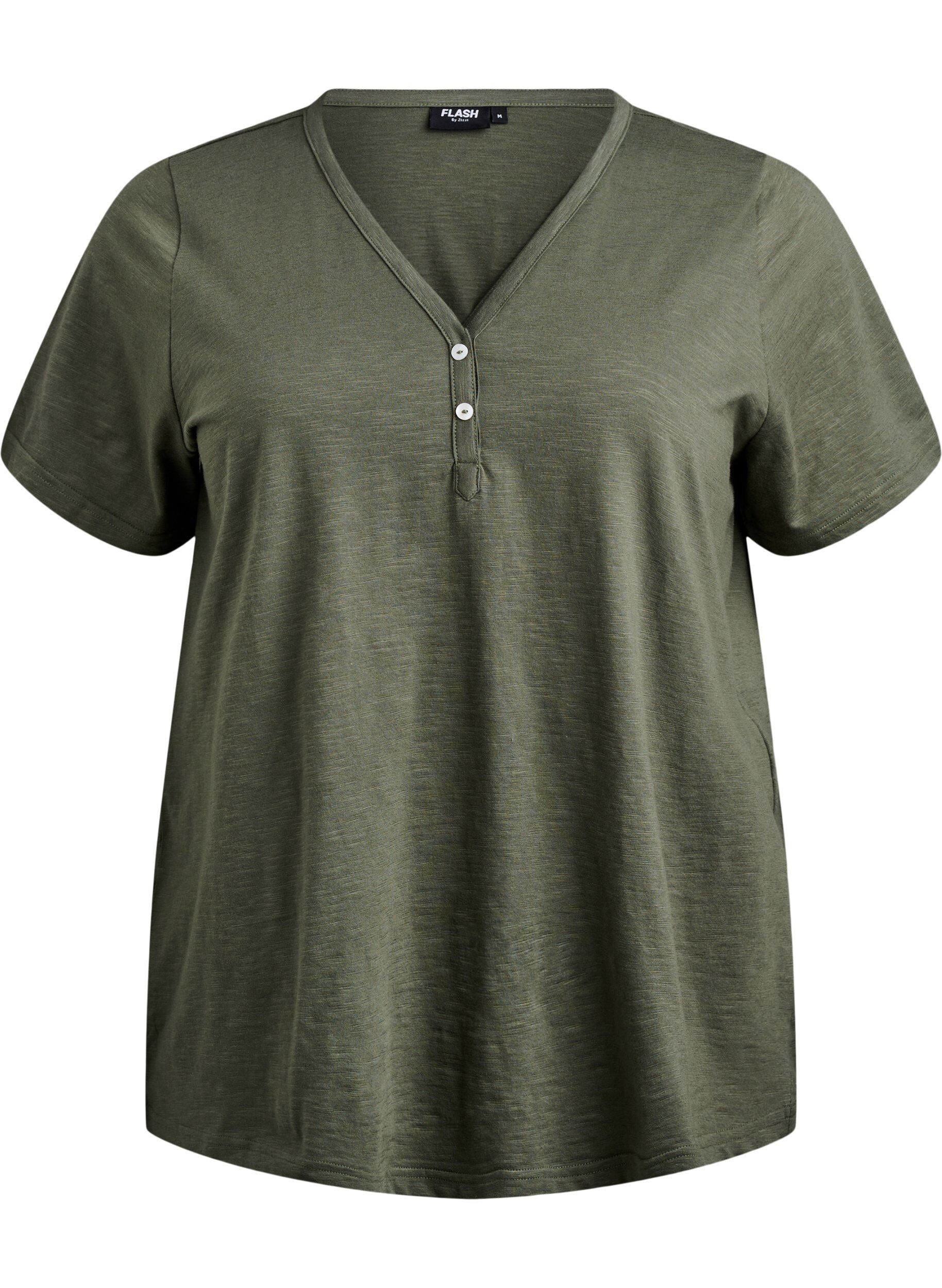 FLASH - T-shirt met knoopdetail