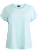 T-shirt met korte mouwen in een katoenmix, Turquoise, Packshot image number 0