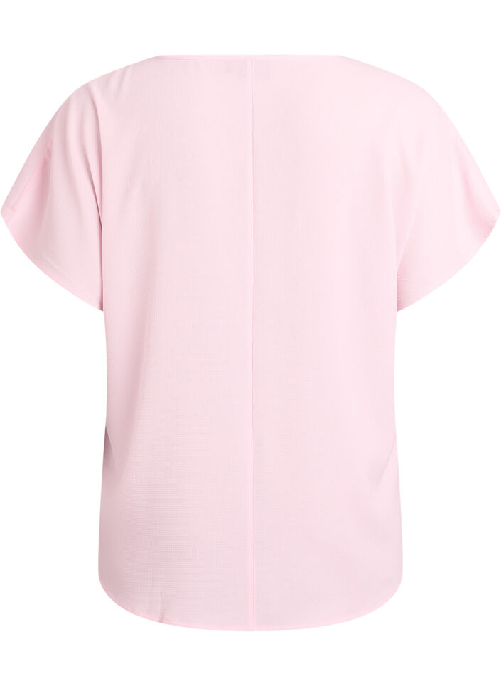 Blouse met korte mouwen en een ronde halslijn, Roze, Packshot image number 1