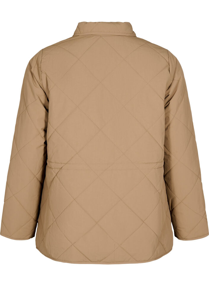 Quilted jas met kraag en zakken, Lead Gray, Packshot