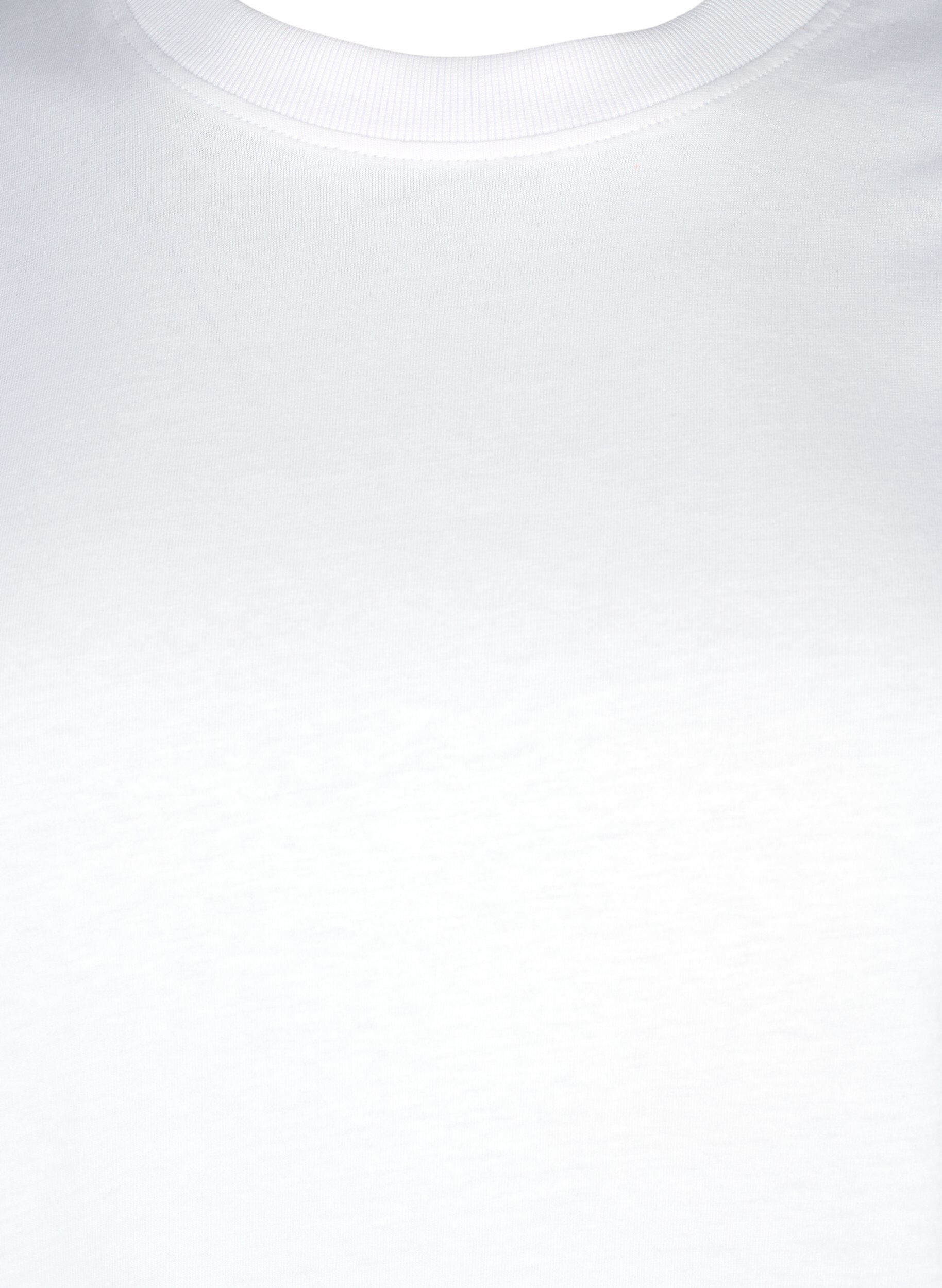 ZizziBasic katoenen T-shirt met ronde hals, Wit, Packshot image number 2
