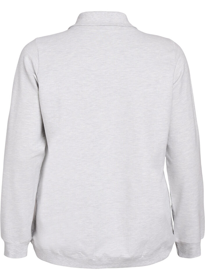 Sweatshirt met korte ritssluiting en hoge hals, Light Grey Melange, Packshot