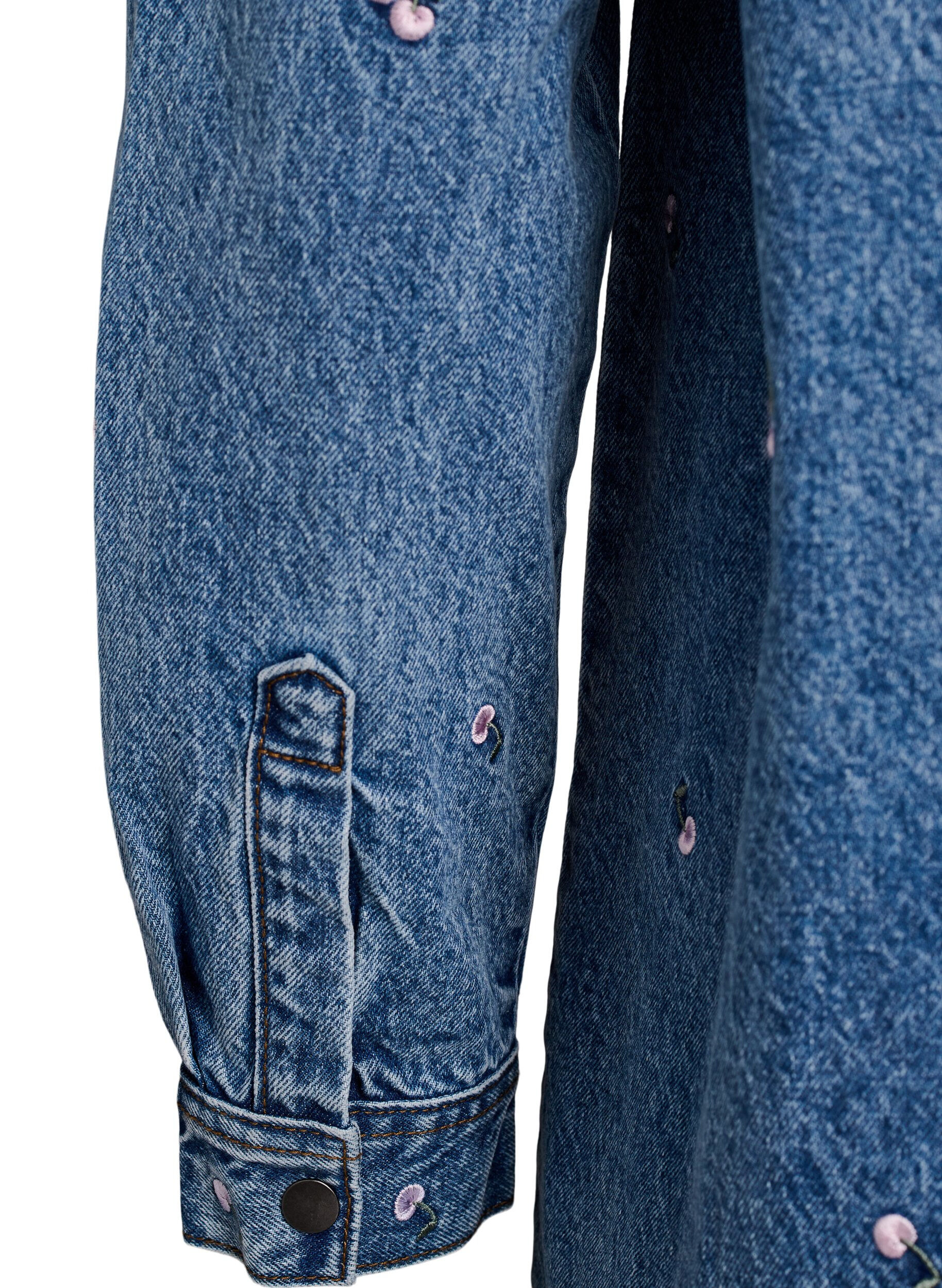 ZizziDenim overhemd met geborduurde motieven, Blauw, Packshot image number 3