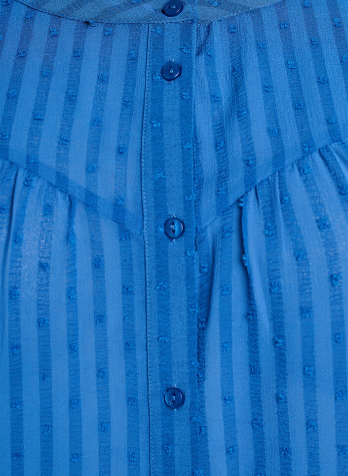 Shirt met een gestructureerd stippenpatroon en borduurdetails, Blauw, Packshot image number 2