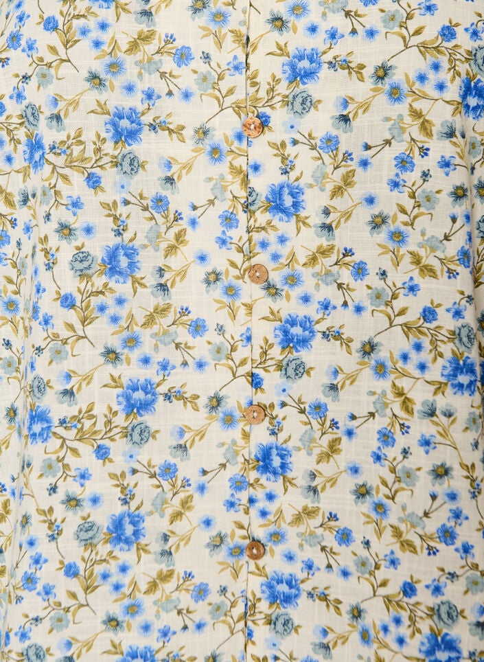 Katoenen shirt met korte mouwen en een V-hals, Blauw, Packshot