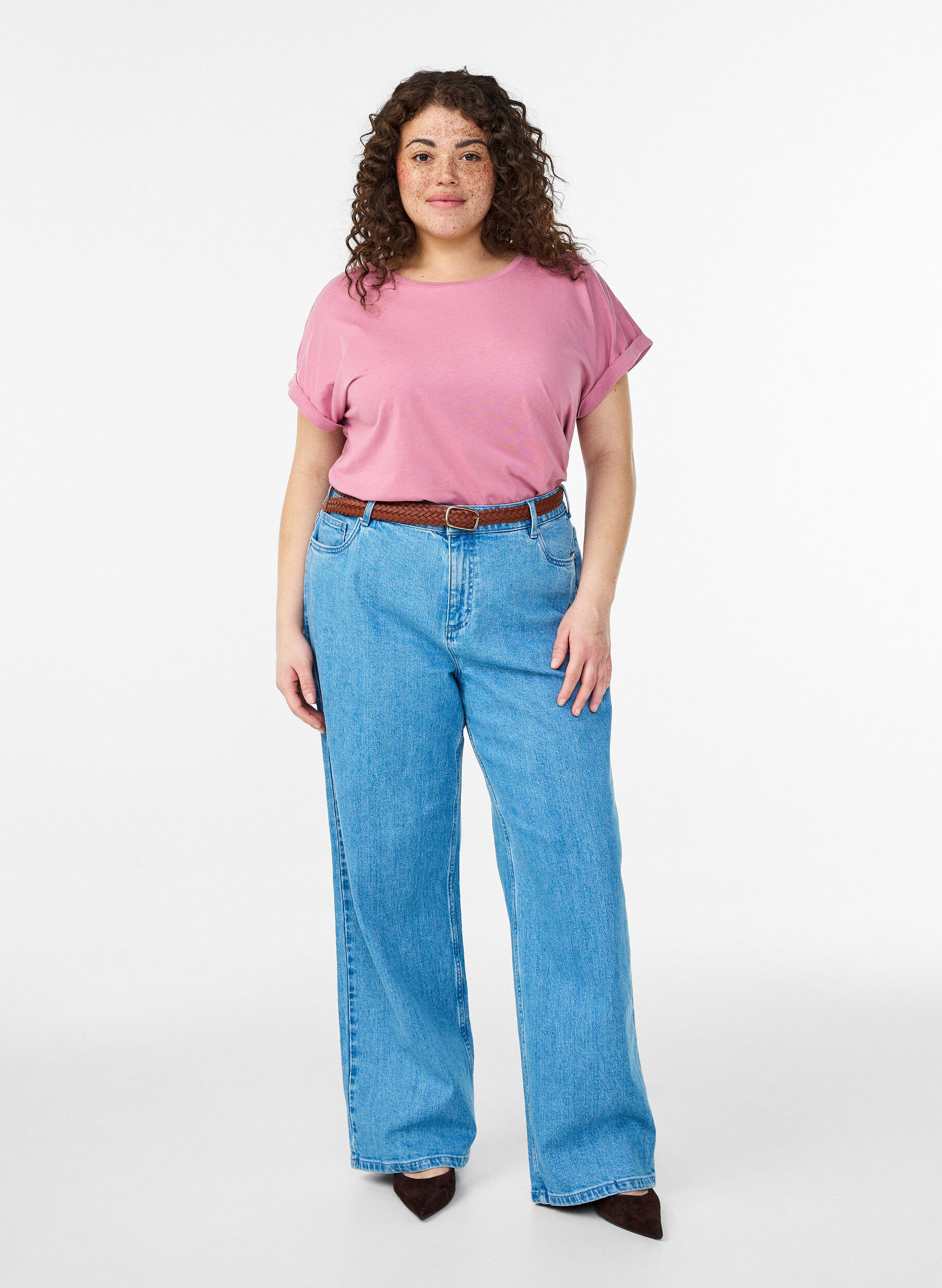 ZizziT-shirt met korte mouwen van katoenmix, Roze, Model image number 1