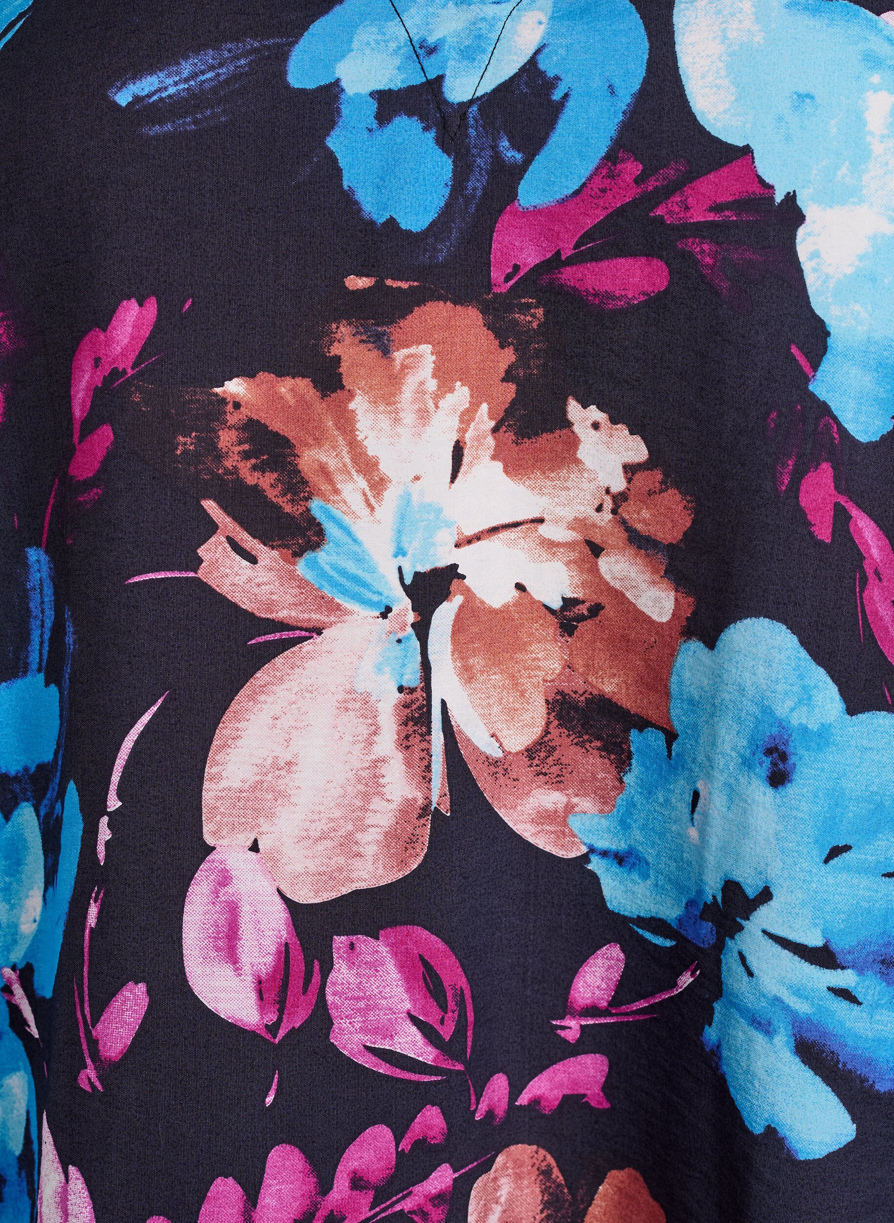 ZizziViscose blouse met bloemenprint en lange mouwen, Zwart, Packshot image number 2
