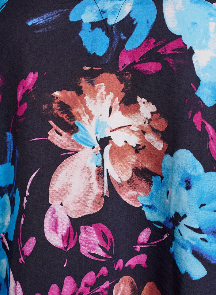 Viscose blouse met bloemenprint en lange mouwen, Zwart, Packshot image number 2