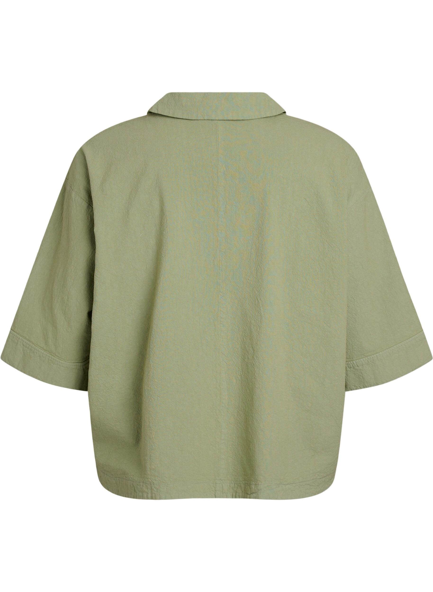 ZizziLosse blouse met kraag en 1/2 mouwen, Groen, Packshot image number 1