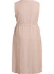 Mouwloze gestreepte midi jurk in linnen en viscose, Beige, Packshot image number 1