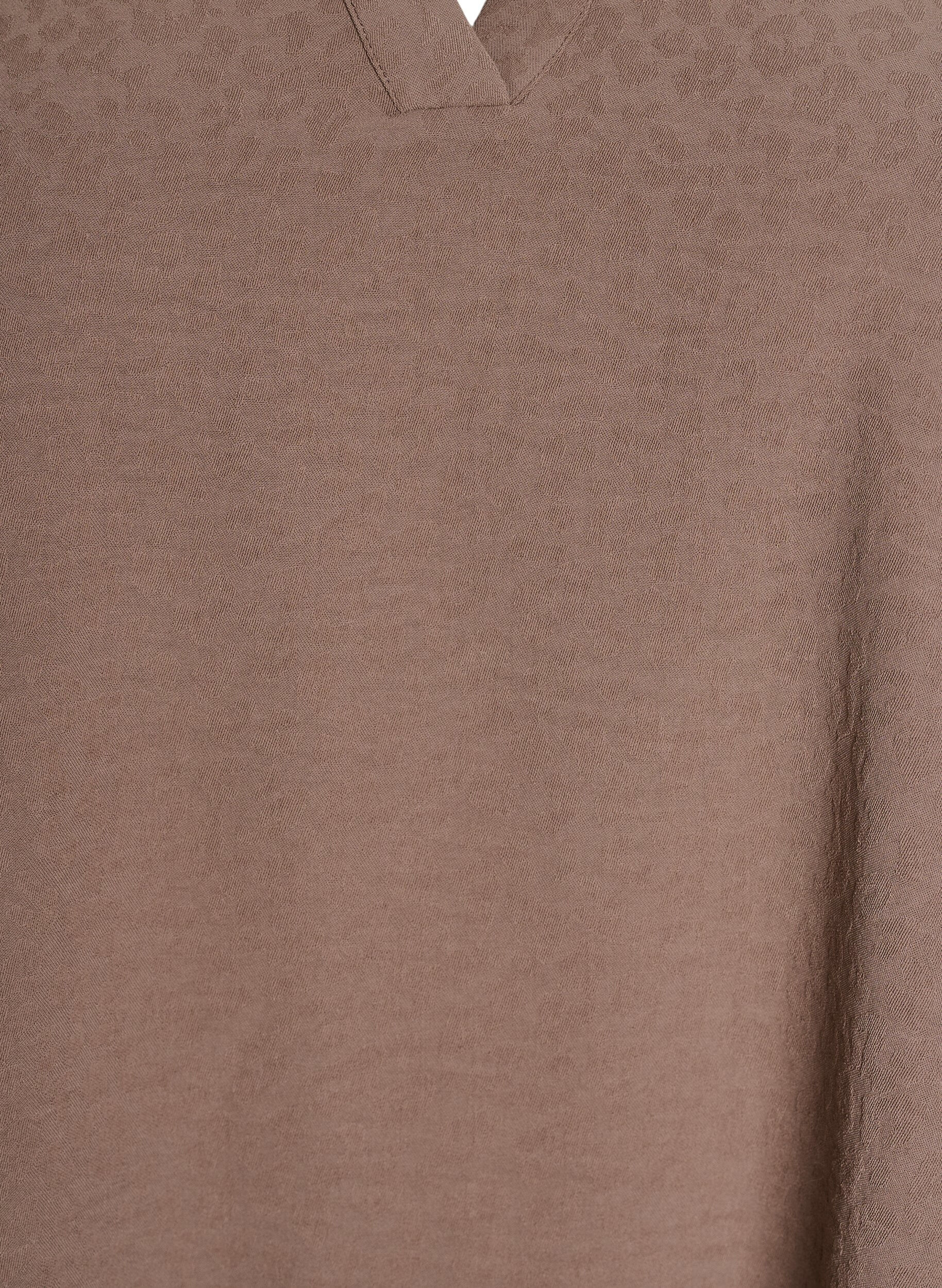 ZizziBlouse met korte mouwen met ruches en V-hals, Bruin, Packshot image number 2