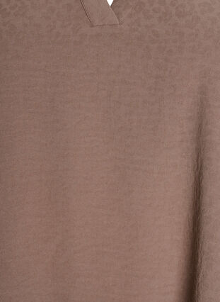 ZizziBlouse met korte mouwen met ruches en V-hals, Bruin, Packshot image number 2