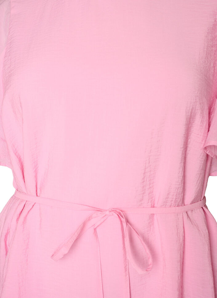 Enkellange jurk met vlindermouwen en strikceintuur, Roze, Packshot image number 2