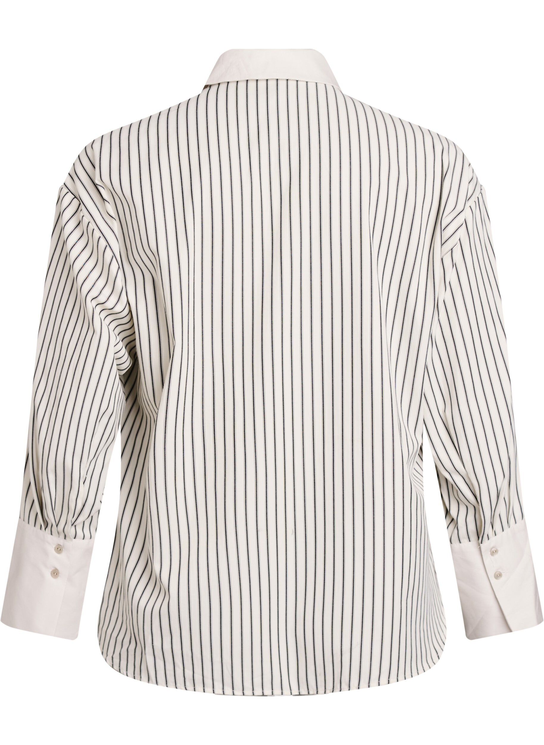 ZizziLosse gestreepte blouse met brede manchetten, Wit, Packshot image number 1