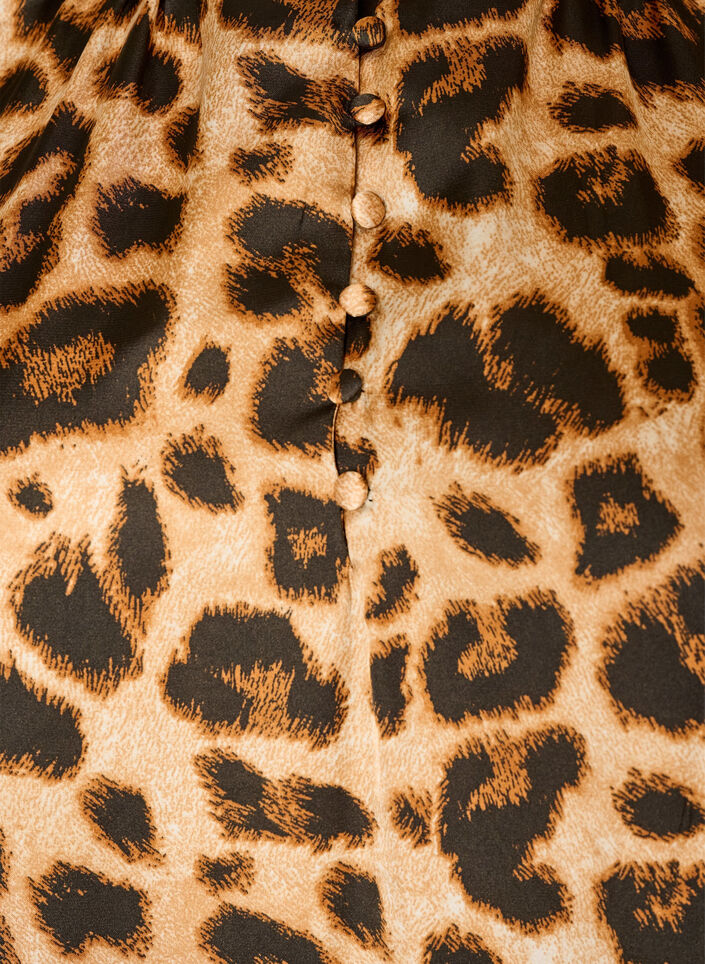 Jurk met luipaardprint en ruches, Bruin, Packshot image number 2
