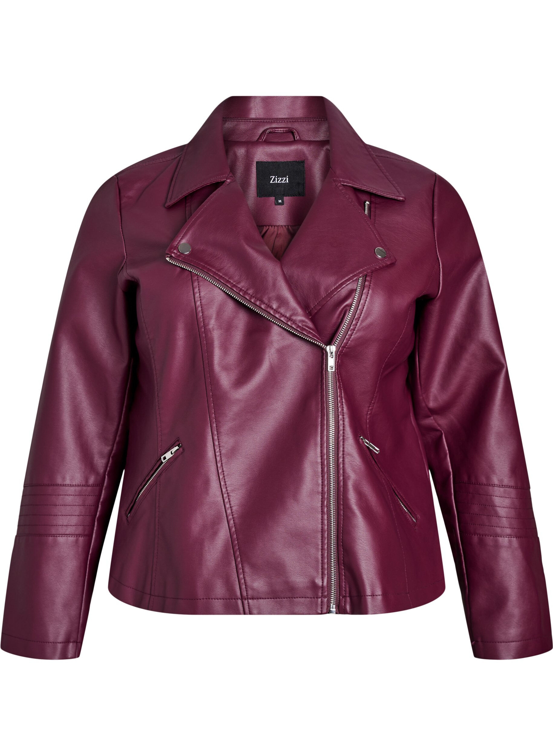 ZizziImitatieleer bikerjack, Rood, Packshot image number 0