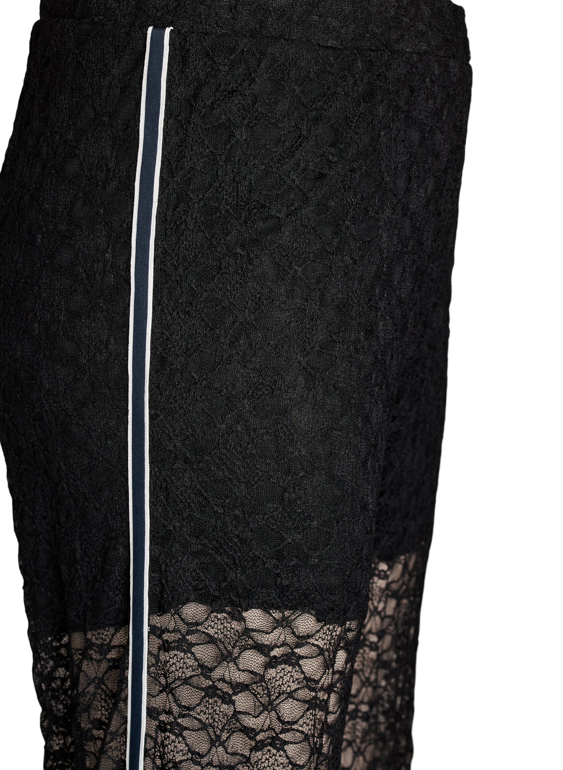ZizziTransparante wijde kanten broek, Zwart, Packshot image number 3