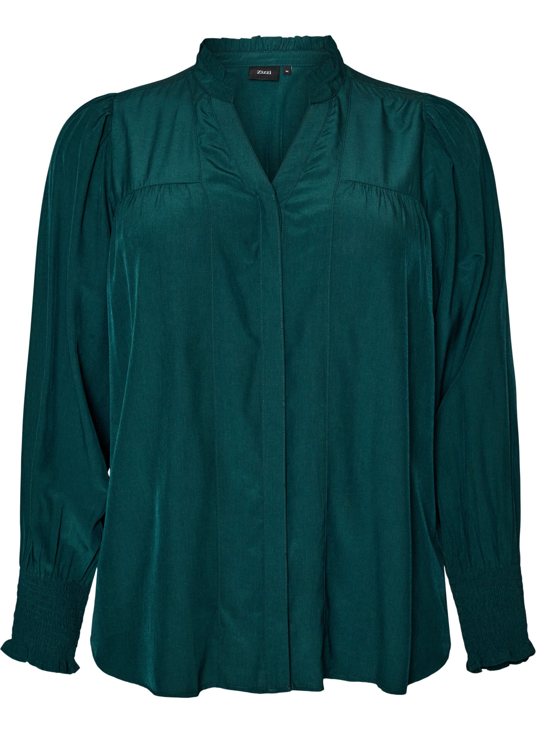 Blouse met ruches kraag en plooien
