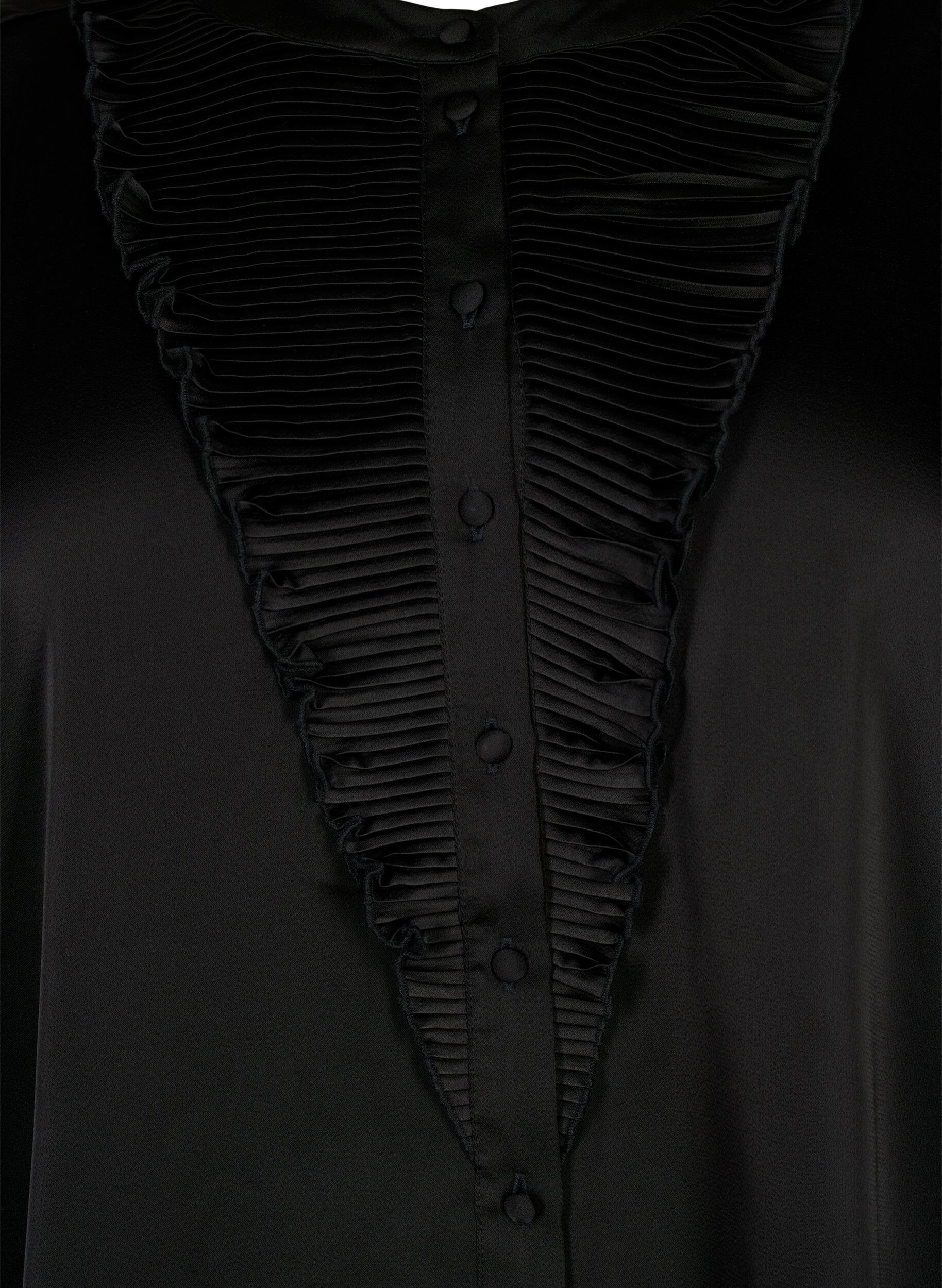 ZizziSatijnen overhemd blouse met ruches, Black, Packshot image number 2