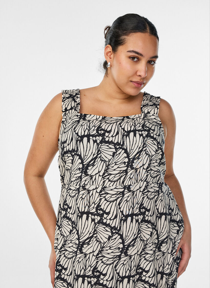 Zomerjurk met brede bandjes, Zwart, Model image number 2